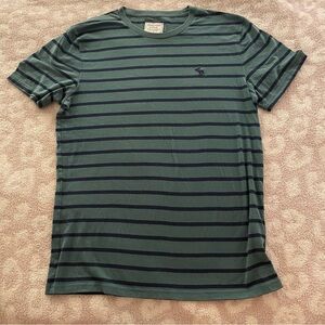 Vintage Green And Navy Striped Abercrombie & Fitch Tshirt